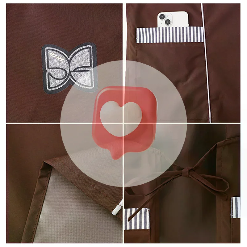 مريلة صدرية رفيعة عصرية مقاومة للماء وحزام خصر بلون سادة ومقاومة للزيت للطبخ والخبز قابلة للتنفس #2