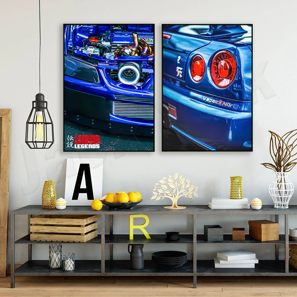 Japanese Car Nissan Skyline R34 Poster R34 Poster Tail Light Modern Wall Art Picture Canvas Printing Home Decor, Car Gift