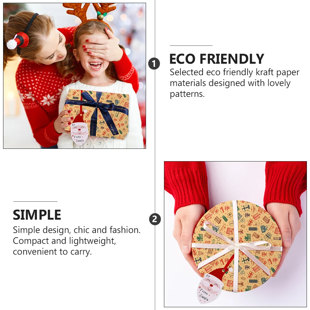 

200Pcs Christmas Santa Paper Hanging Tags Kraft Xmas Tree Gift Packing Decorative Tags Xmas Hanging Labels Santa Labels