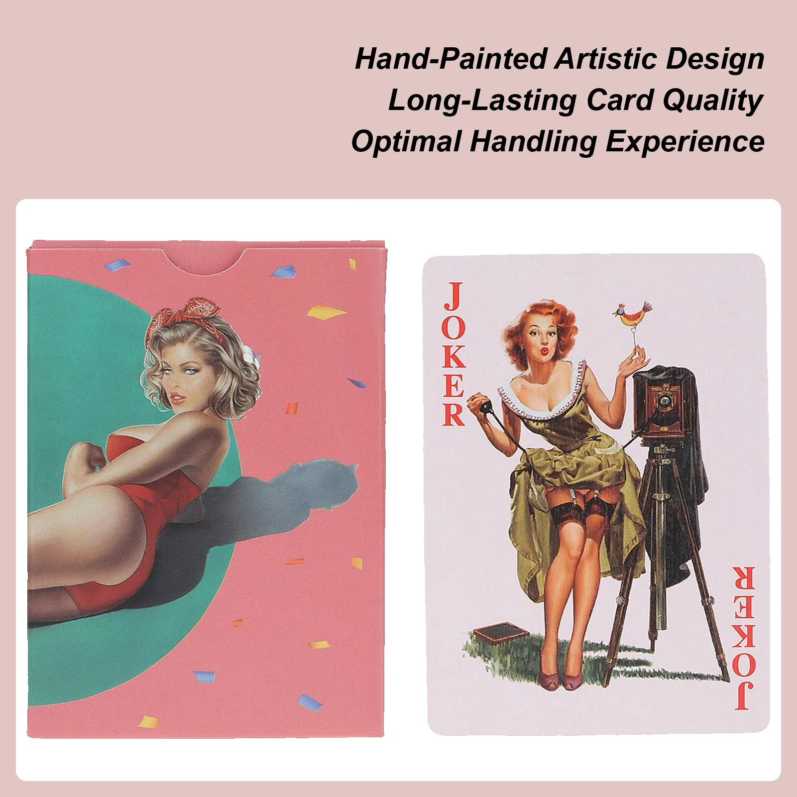 

Retro pin-up girl playing cards game board game collection Collectible Board Game Room Decoration for Party Gathering Indoor