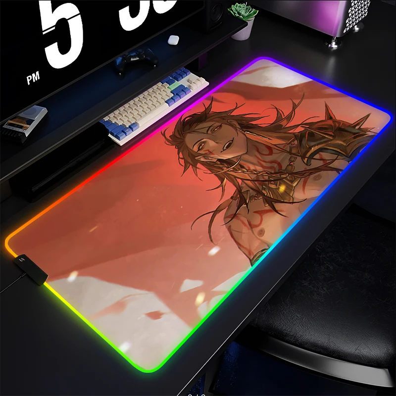 

HD Print Anime Mouse Pad LED Computer Gamer Mousepad RGB Laptop Honkai Star Rail Mydei Keyboard Pad PC Extended Desktop Mice Mat
