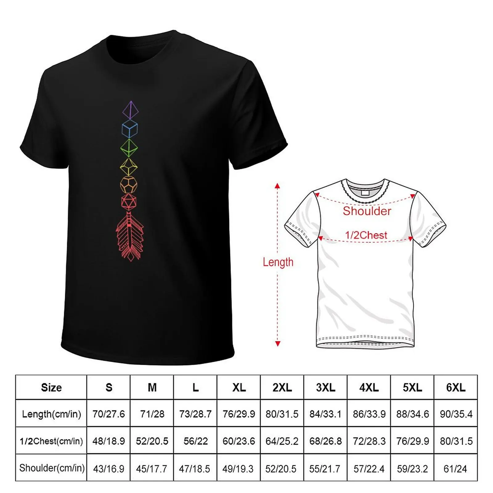 Rainbow Polyhedral Dice Sword Arrow Tabletop RPG T-shirt shirts graphic tees heavyweights mens graphic t-shirts anime