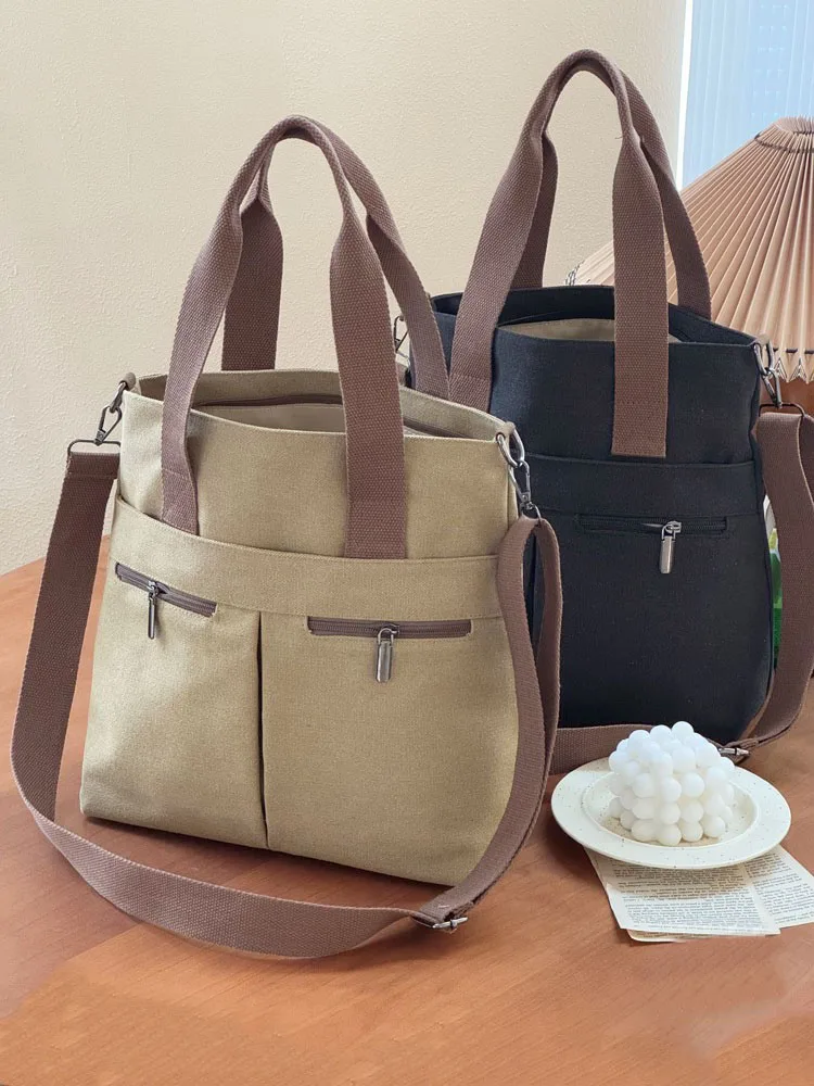 

Hylhexyr Ленивая ручная сумка на плечо Холщовая повседневная сумка-тоут Модные универсальные студенческие сумки-тоут