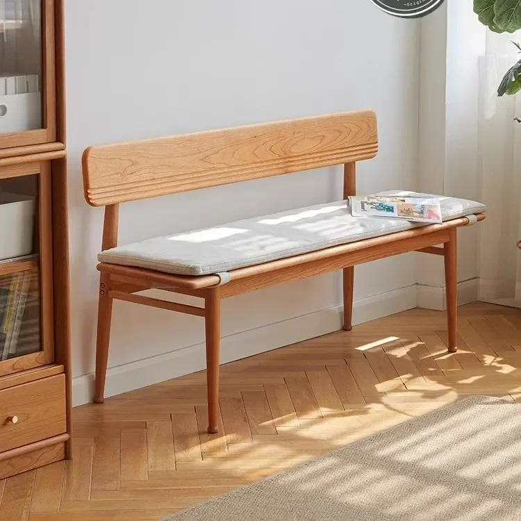 Mahogany Solid Wood Chair Bench with Backrest Bench Chair