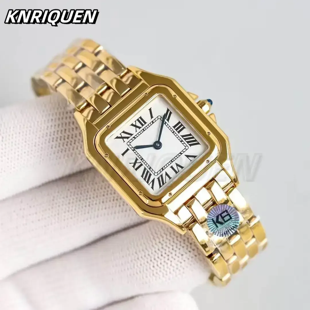 Top High KNRIQUEN Cartsri 27mm Fashion Woman Rose Gold Silver 316L Stainless Steel 751 Quartz Watch Movement with Blue Hands