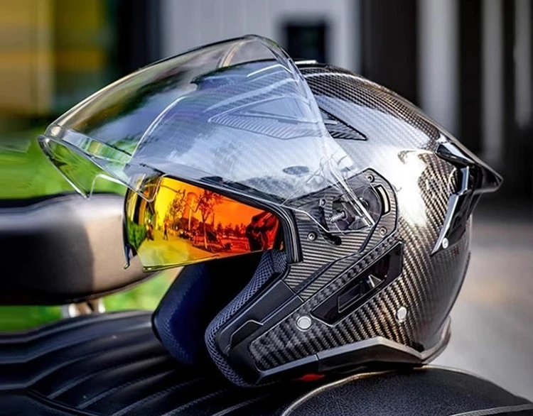 

GSB мотоциклетный шлем S278 из углеродного волокна с двойной линзой, полузакрытый трехместный локомотив, дорожный полушлем