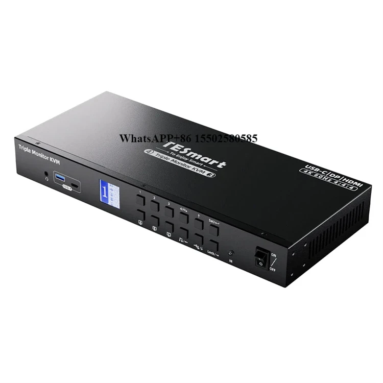 

TESmart Triple 4K60Hz KVM Docking Station for 1 Laptops & 3 PCs Support MST Magic EDID Emulator Video Switcher Kit