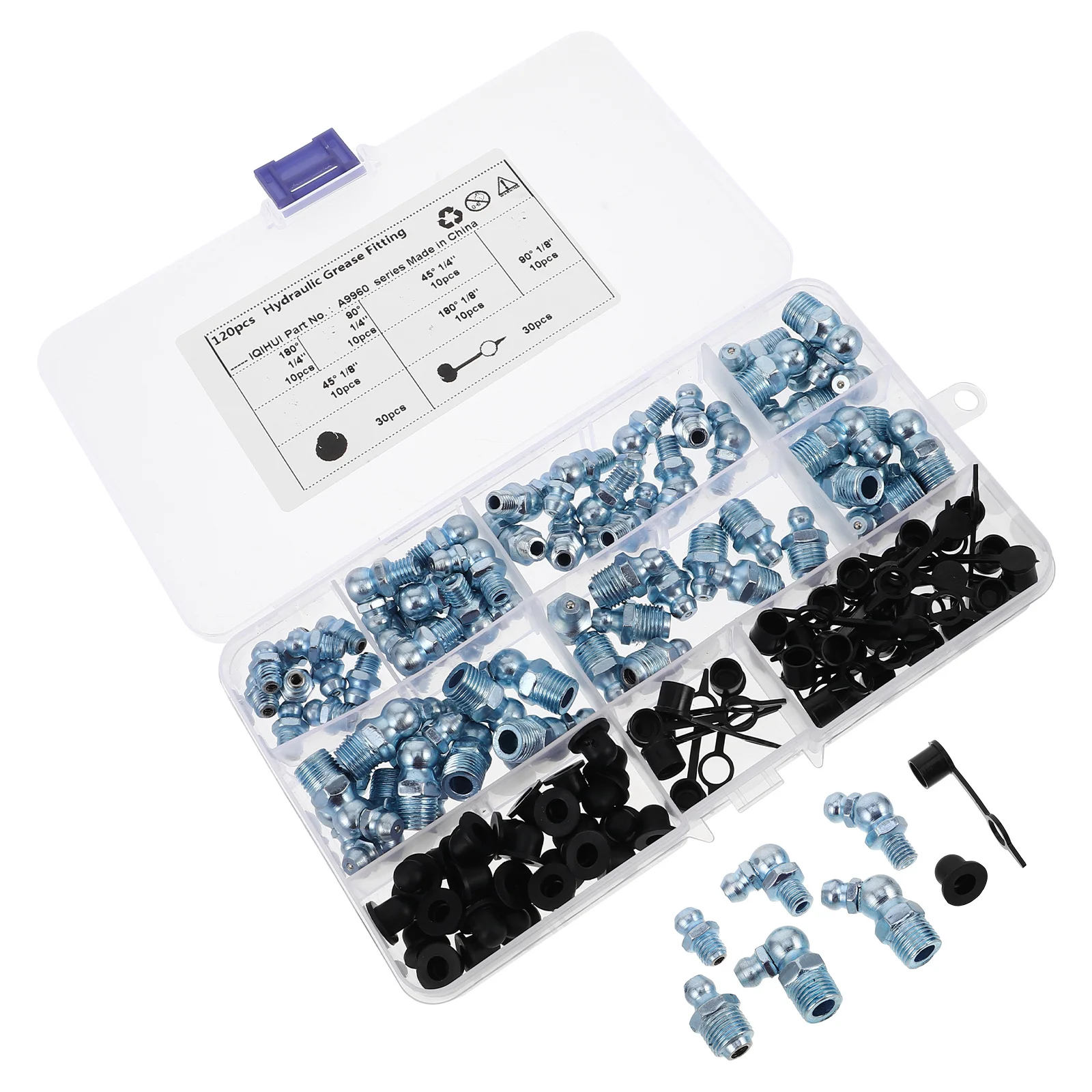 

120pcs Grease Fittings Kit Yellow Grease Nipples Durable Metal For Automotive Machinery Replacement Parts Bearing Lubrication