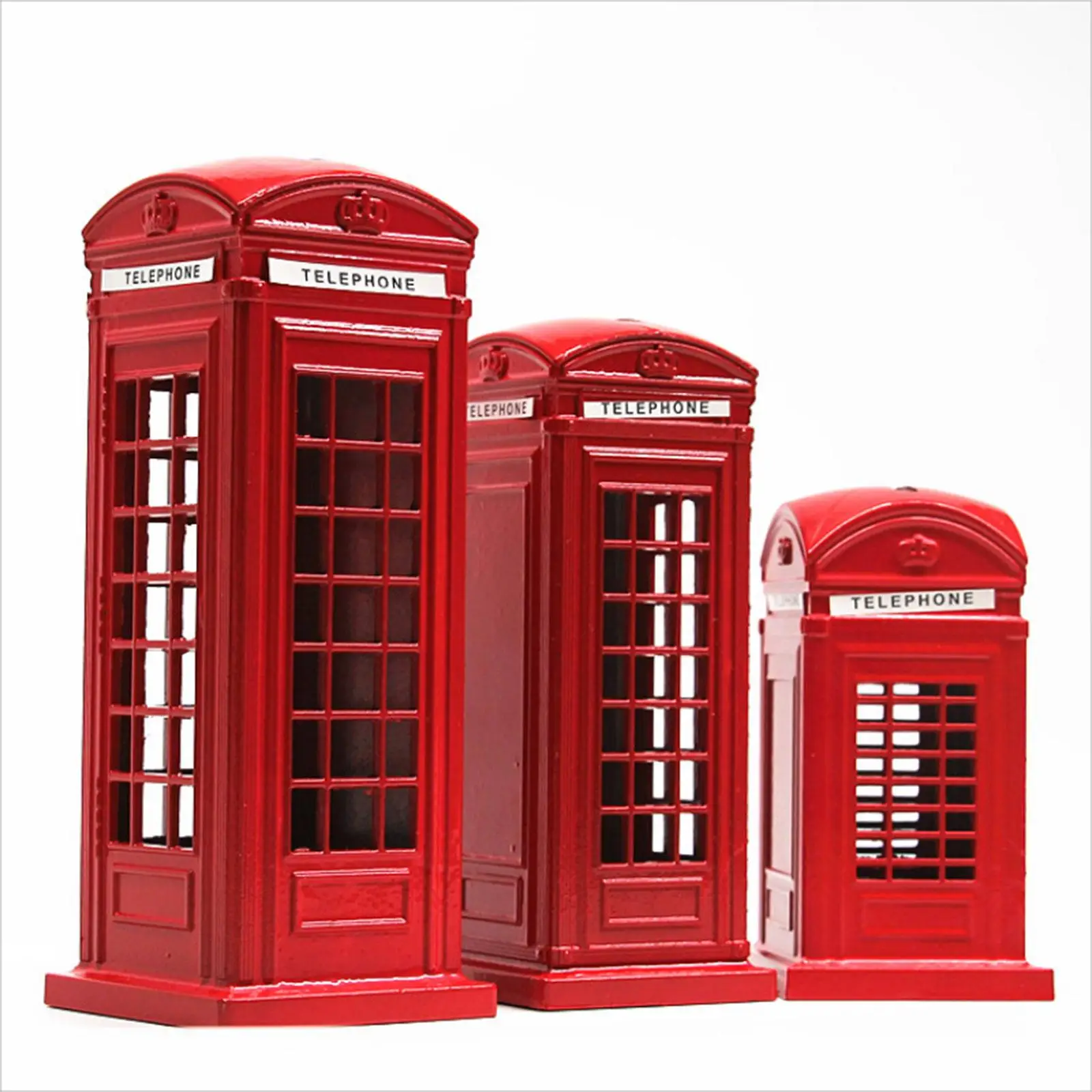 Piggy Bank Metal Telephone Booth Money Box Vintage Decor Sculpture Gift for Living Room Office Bedroom Shelf