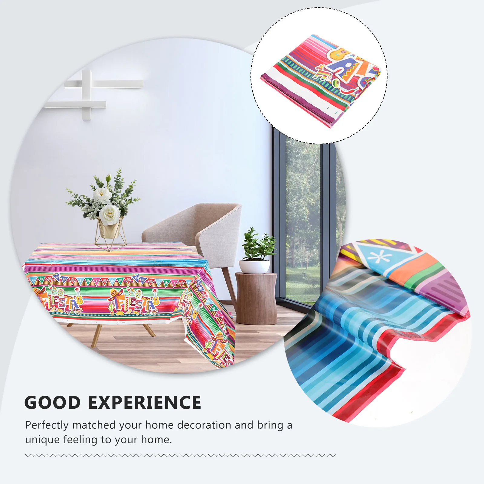

Mexican Table Runner Colorful Tablecloth for Dining Taco Cinco de Mayo Party Decor Serape Blanket Plastic Material Festive Home