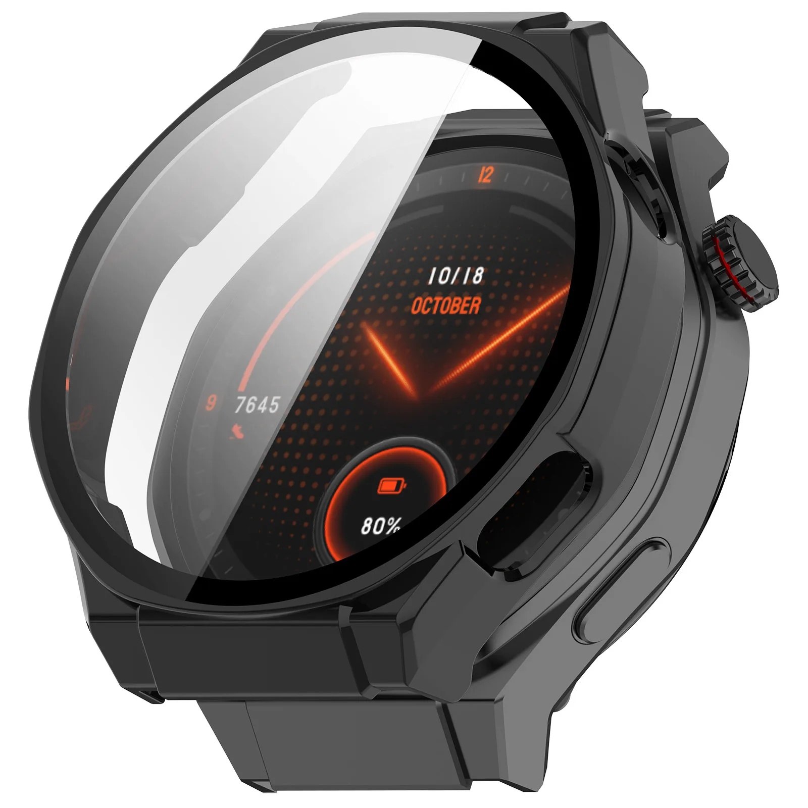 

Чехол для часов Honor Watch 5 Ultra WANLONFENG, рамка для ПК с защитной пленкой из закаленного стекла - черный