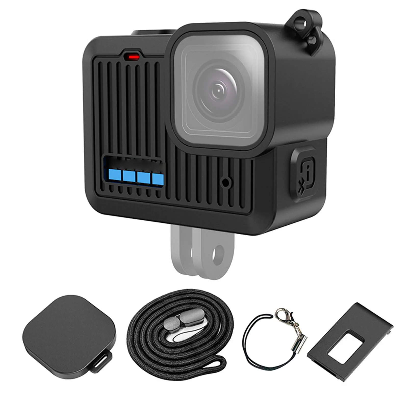 

Аксессуары для камеры для GoPro HERO 2024, силиконовый защитный чехол, боковая крышка интерфейса с ремешком на запястье и крышкой объектива ​
