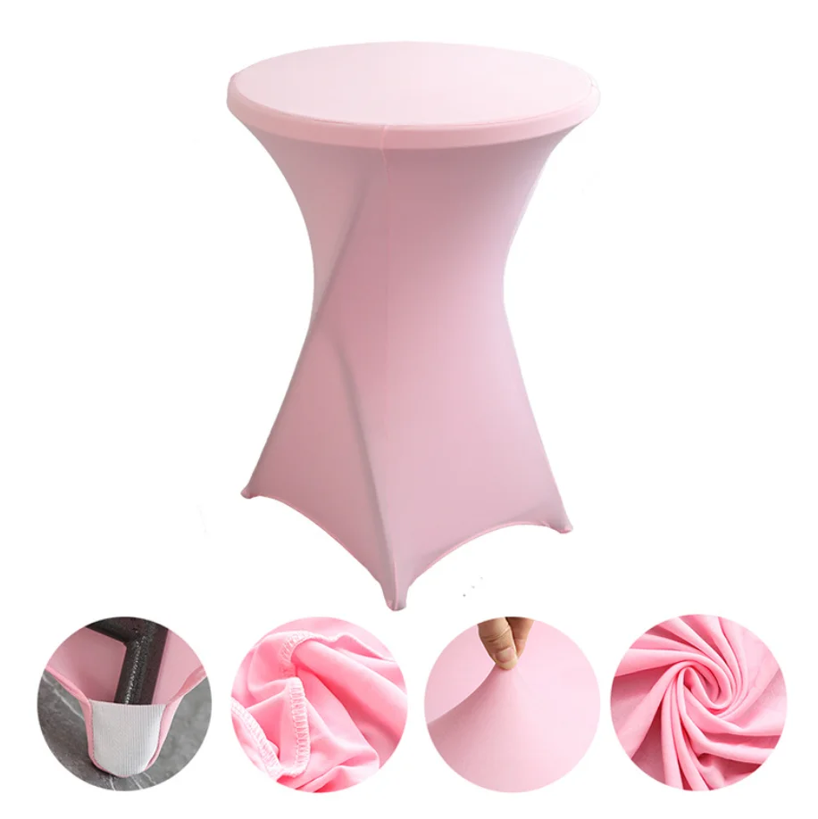 Imagem -04 - Spandex Cocktail Toalha de Mesa Stretchable Elástico Tampas de Mesa Hotel Casamento Redondo Lycra Cabido Branco Preto 10 Pcs