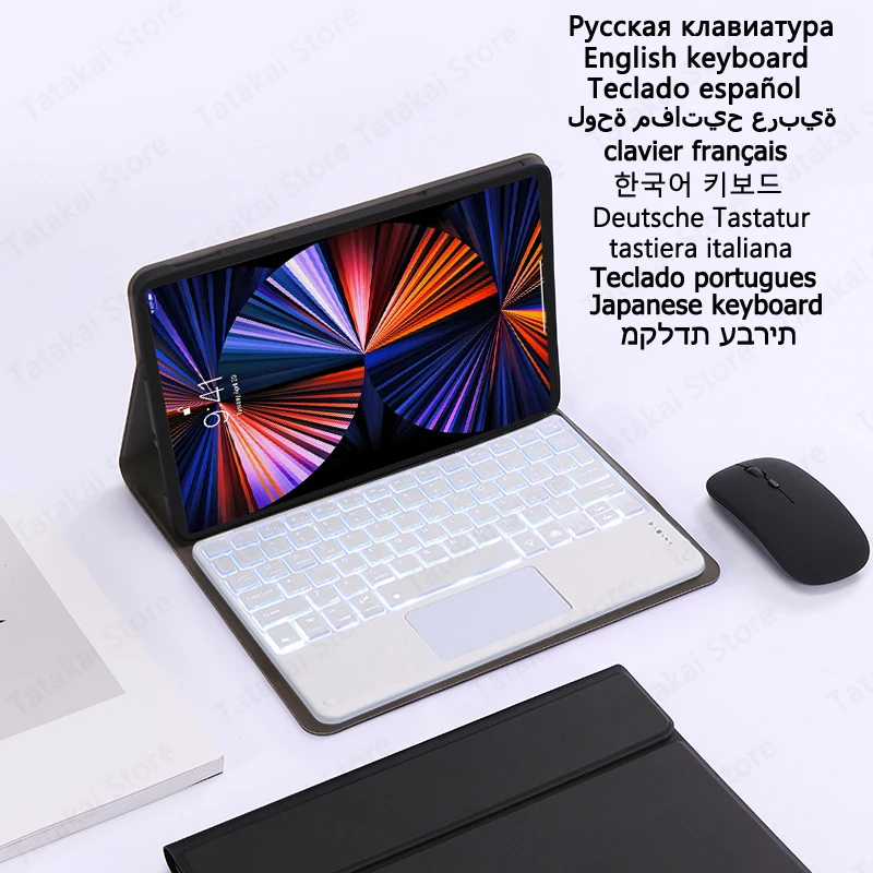 Touchpad RGB Backlit Keyboard Korean Japanese for Xiaoxin Pad Pro 12.7 Case TB-370FU 371FC Keyboard for Lenovo Tab P12 12.7''