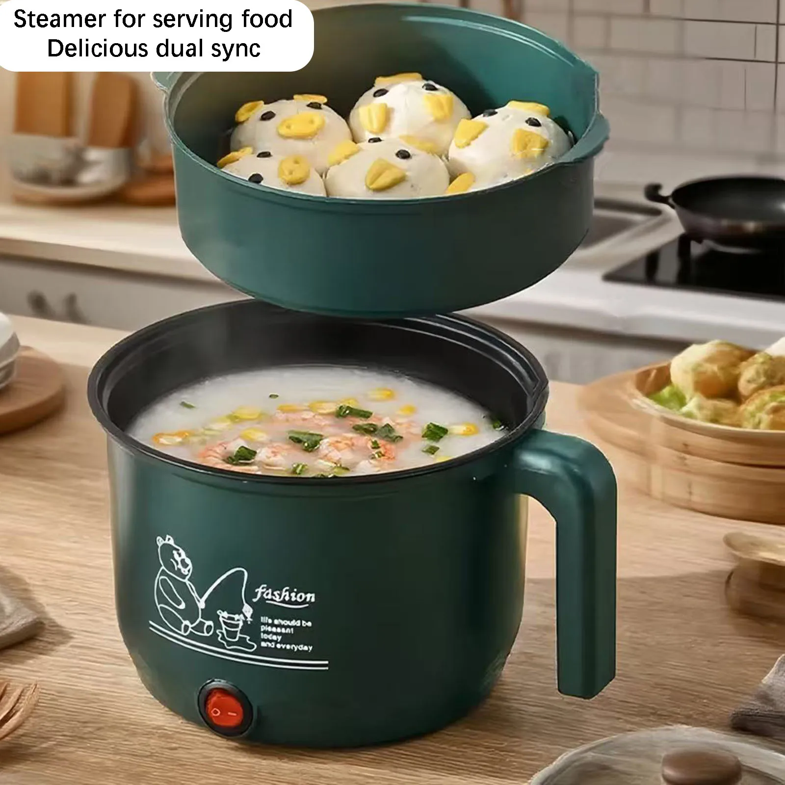 Mini Hot Pot Nonstick Noodles Cooker: 1.8L Small Electric Rice Cooker 600W Multifunctional Electric Skillet for Egg