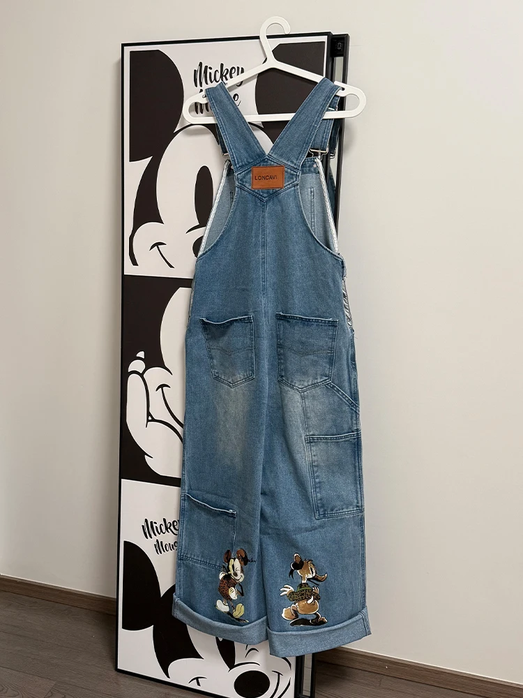 

Retro Cartoon Print Denim Overalls Women's Summer Anti-Aging Cute Casual Wide Leg ort plus Size One-Piece Jeans Outfits