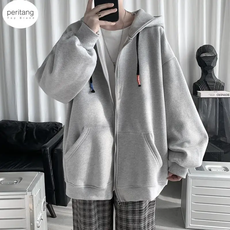 2024 Autumn Winter New Heavyweight Zip Up Hoodies Loose Fleece Sweatshirts Jackets  Brand Clothing