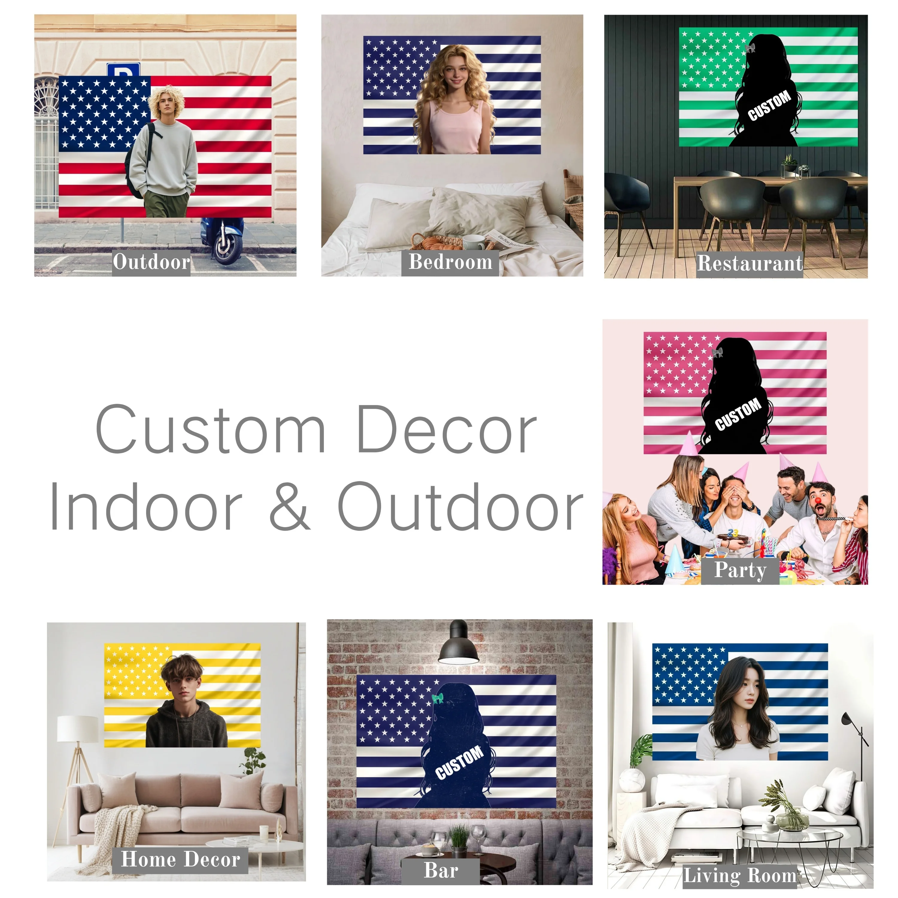 Custom American Flag Personalized Multiple Colors Indoor Outdoor Home Room Decor Party Gift Durable Polyester Flags 4 Eyelets - view 3