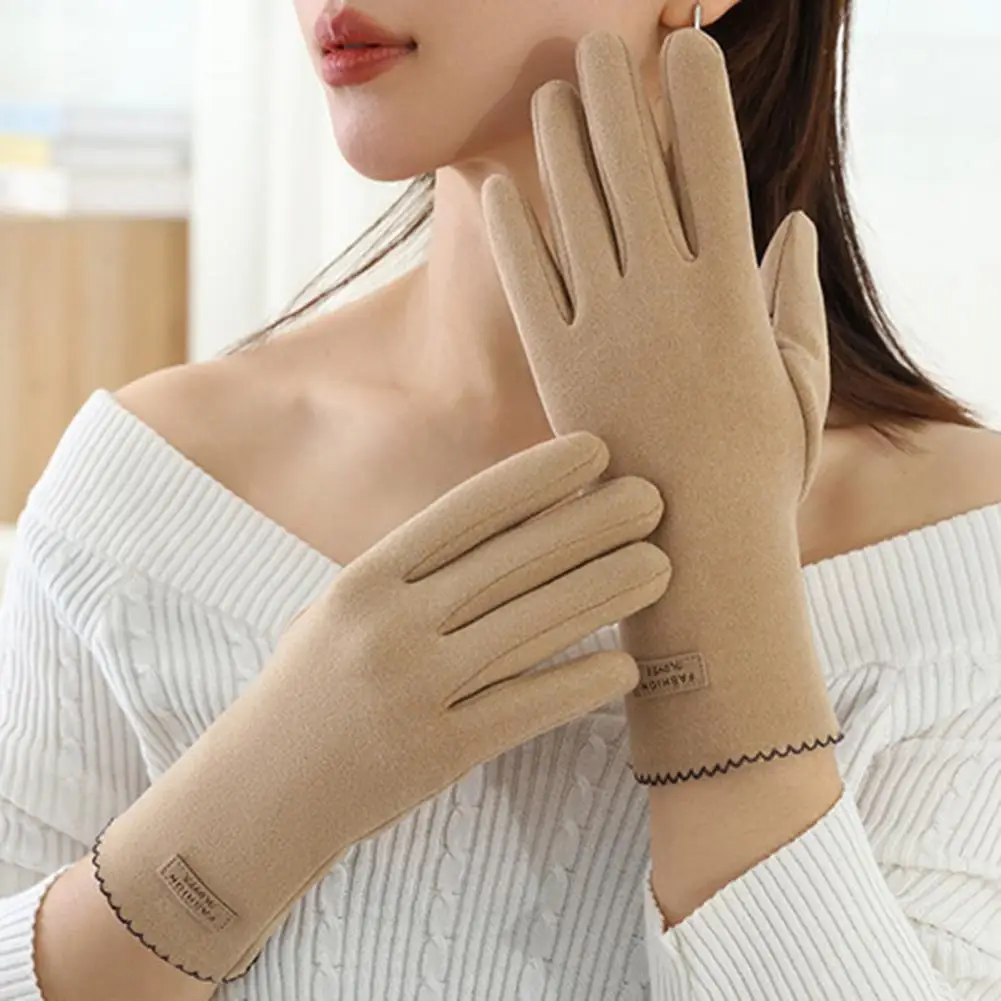 قفازات حرارية تعمل باللمس للنساء قفازات حرارية شتوية تعمل باللمس لركوب الدراجات في الهواء الطلق مخملية دافئة بإصبع كامل للبرد #6