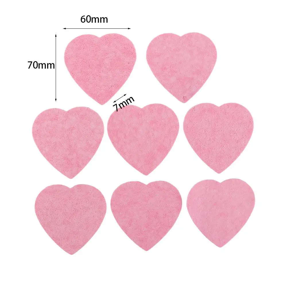 10 Pieces Pink Cosmetic Puff 7mm Natural Makeup Remover Tool Heart Shaped Face Washing Cleansing Sponge Compressed Sponge Women