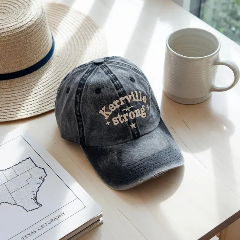 

Kerrville Strong Hill Country Embroidered Hat, Texas Flood Support Apparel, Pray for Kerrville,Strong Texas,Support