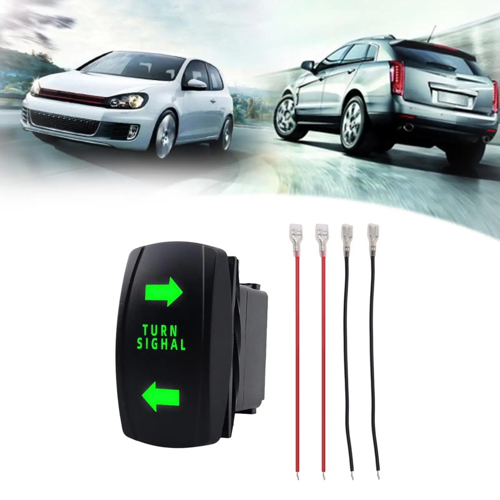 Durable ABS Plastic Vehicle Turn Signal Rocker Switch LED Indicator on Off Replacement Toggle Universal 4 PIN for Car RV 12V 24V