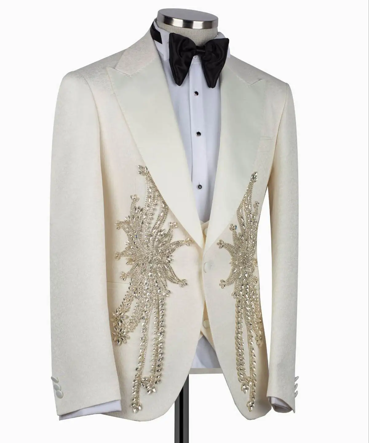 Esmoquin de boda de cristal de lujo para hombre, ropa de novio hecha a medida, solapa con visera, chaqueta de fiesta de cumpleaños masculina, trajes de pantalones negros