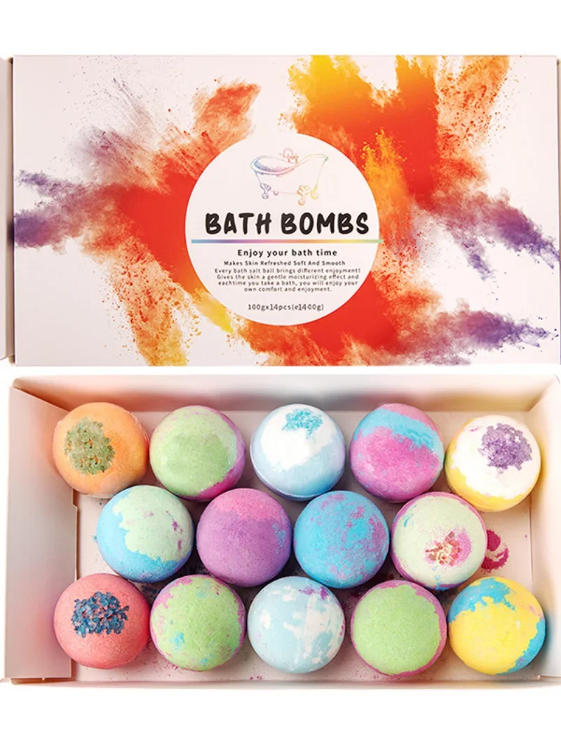 Misturado Cor Essencial Bath Bomb Ball Set, flor seca, 100g, 12 pcs