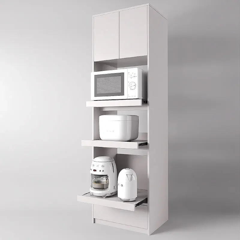 

Solid wood dining side cabinet, small size kitchen corner rack, restaurant very narrow high cabinet, integrated wall microwave