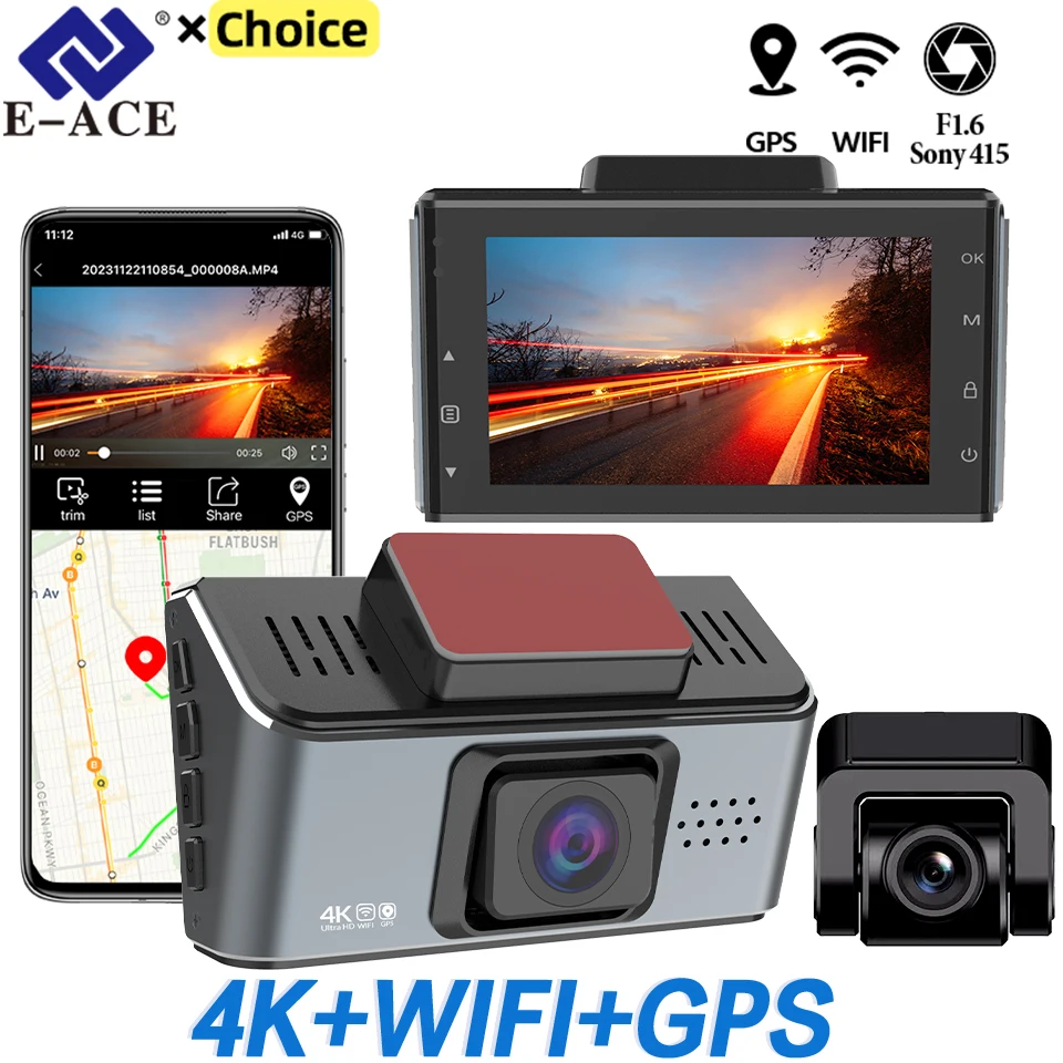 Dash Cam 4k GPS WiFi 3840 Grad 3 Zoll 24h Parkplatz Nachtsicht 2160 x Dashcam Video recorder Auto