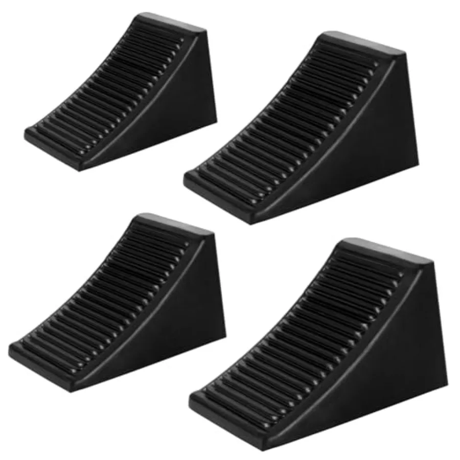 

4 Pack Heavy Duty Wheel Chocks, Solid Rubber RV Wheel Chock for Trailers, Black Tire Chocks for Cars, Truck, Travel Trailers, C