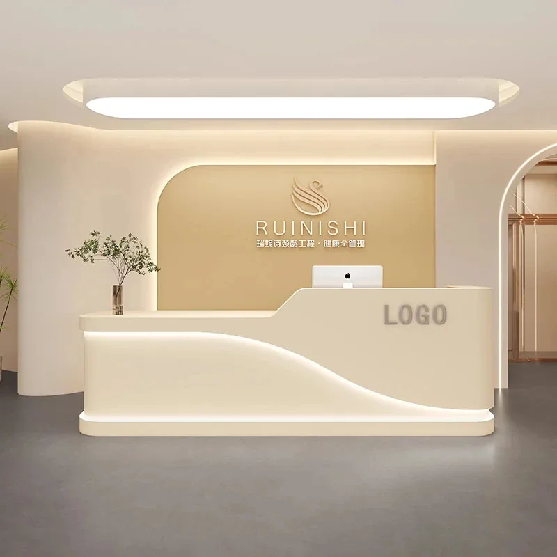 Магазин Подиум Стойка регистрации Кассовый салон Белый Парикмахерская Простая стойка регистрации Супермаркет Comptoir Caisse Мебель для бара