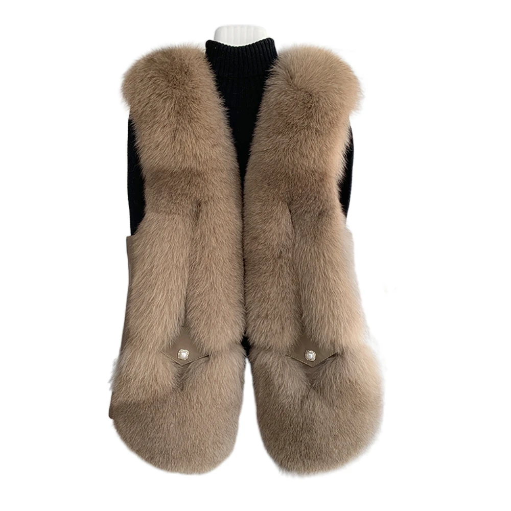 Zdfurs * Fox Fur Fur Vest Women's Mid-Length 2022 New Slim Slimming Temperament Fur Integrated Furry Coat