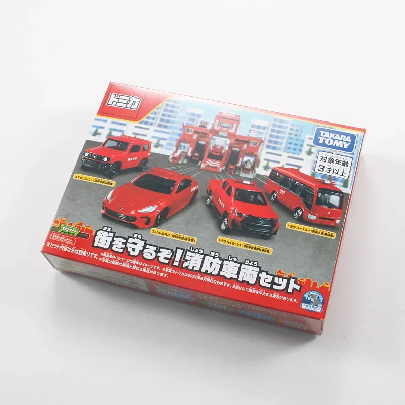 TAKARA TOMY-camión de bomberos Tomica 4 piezas para niños, conjunto de aleación de coche de juguete, vehículo de Motor, modelo de Metal fundido a presión, regalos para niños