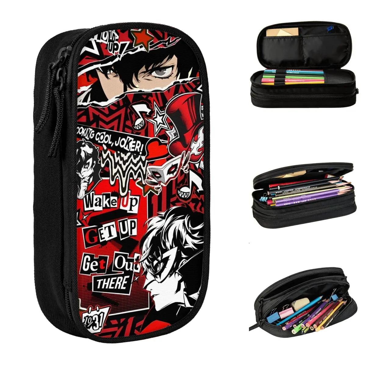 Personas Pencil Cases Joker Pencilcases Pen for Student Large Storage Bag Students School Zipper Stationery