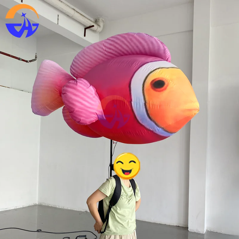 

Inflatable Cartoon Human-Carried Purple Clownfish Model Marine Fish-Themed Performance Tour Prop for Carnivals