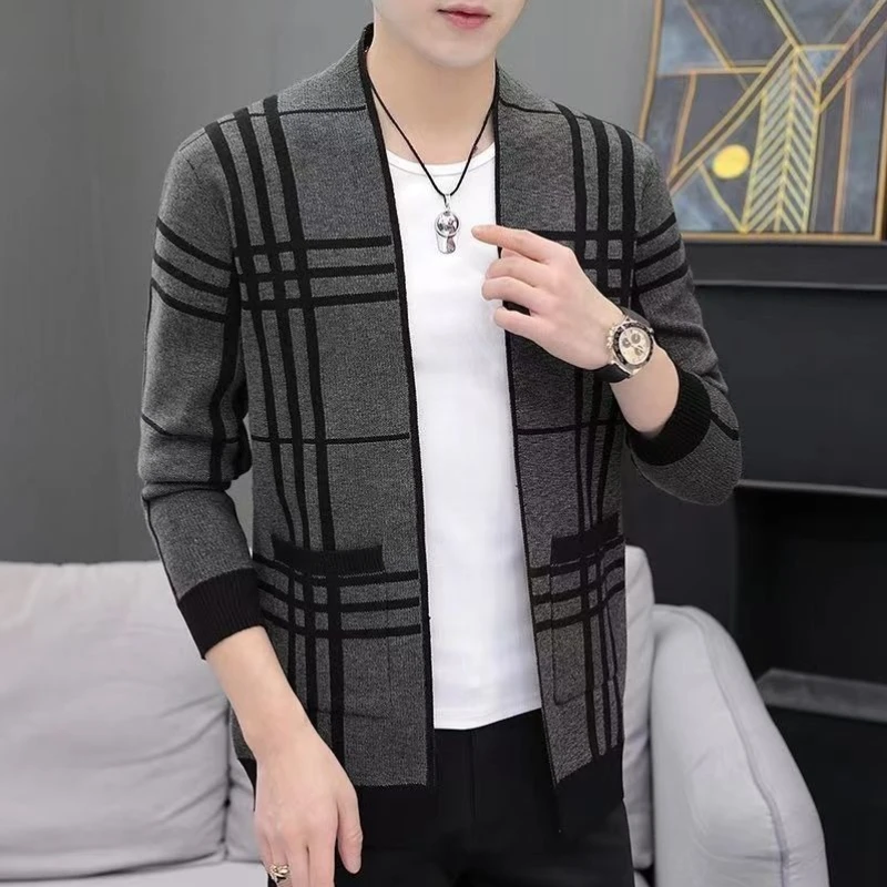 

Men's Lightweight Knit Sweater Jacket - Stylish Casual Business Cardigan for Spring & Autumn, Slim Fit Outerwear for Men