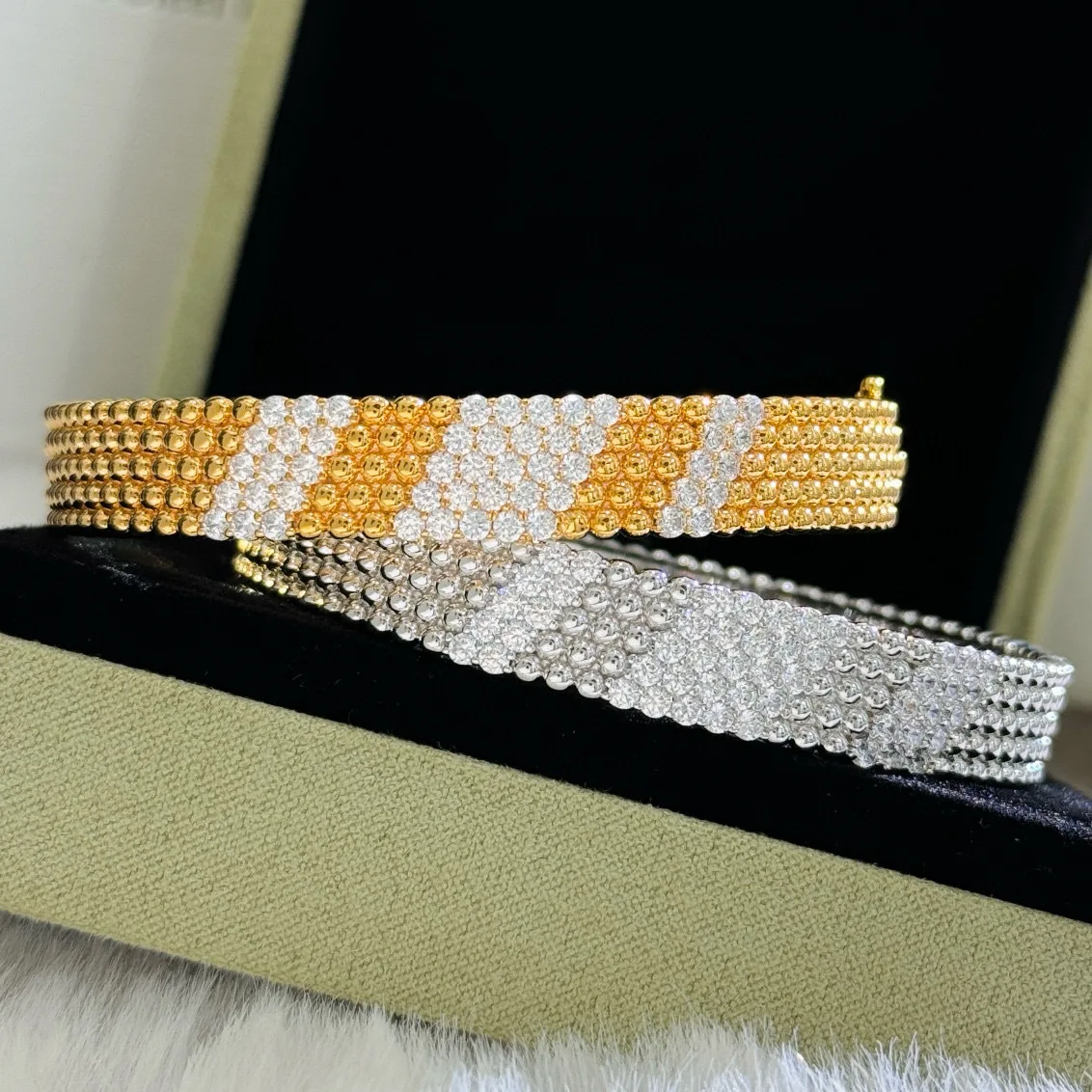 

100% 925 Sterling Silver Pave AAA Zircon Smooth Surface Round Beads Bracelet For Women Fine Jewelry