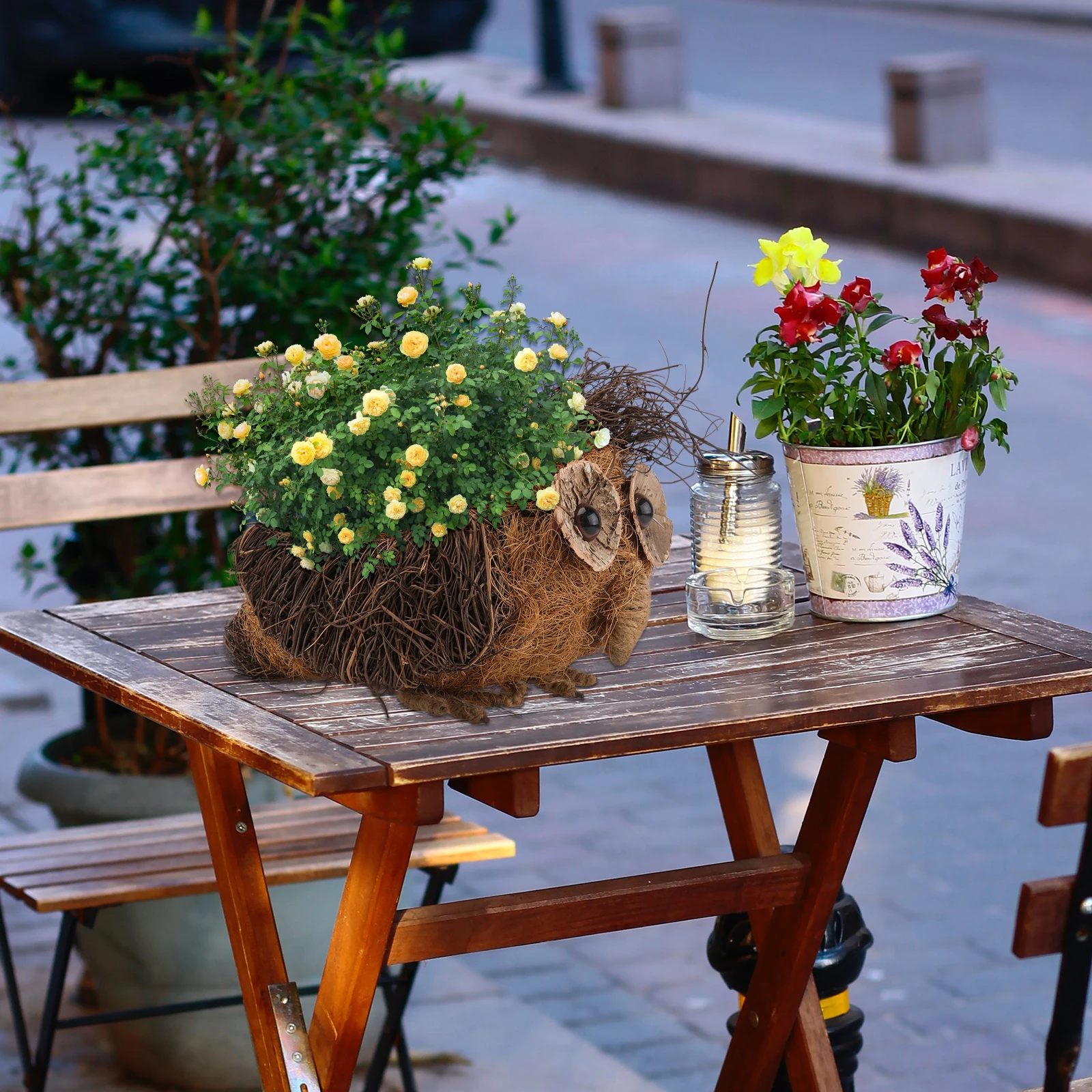 

1Pcs Handmade Brown Flower Basket Owl Inspired Coconut Fiber Pot for Home Garden Decor Creative Long Use Utility