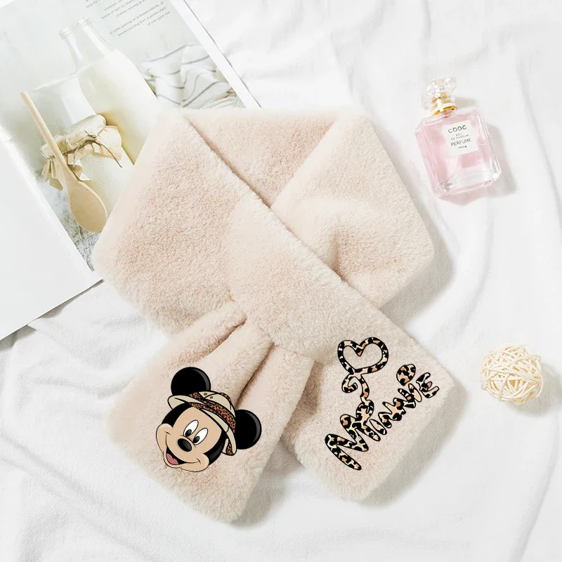 ديزني ميكي ميني ماوس وشاح قطيفة شتاء دافئ شخصيات كرتونية الرقبة الأوشحة سميكة منديل محشوة الاطفال النساء الرجال هدية