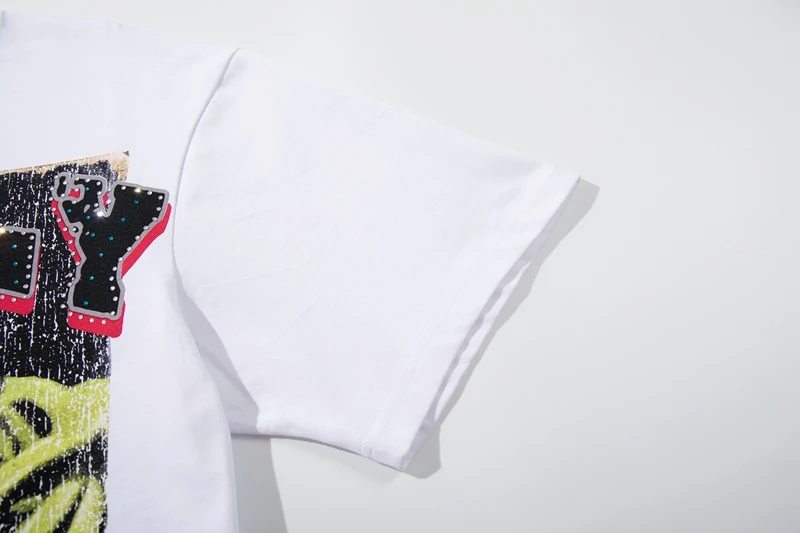 Space Skull Astronaut Grafik T-Shirt Herren Strass-Nieten-Verzierung Übergroßes Sommer Y2K Streetwear Baumwoll-Rundhals-T-Shirt – Detail 13