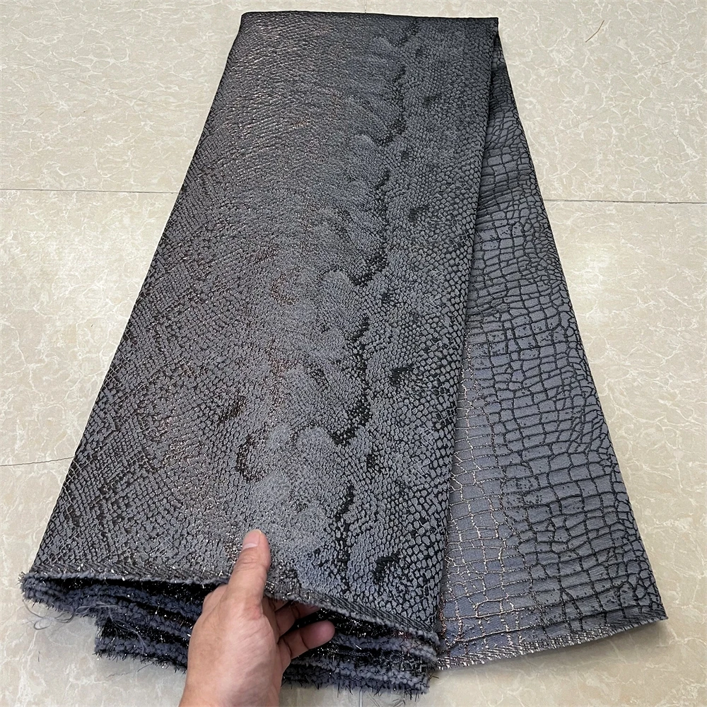 2024 High Quality African Nigerian For Sewing Tulle Lace Fabric Organza Embroidery Party Dress Damask  Jacquard 5Yard HD085