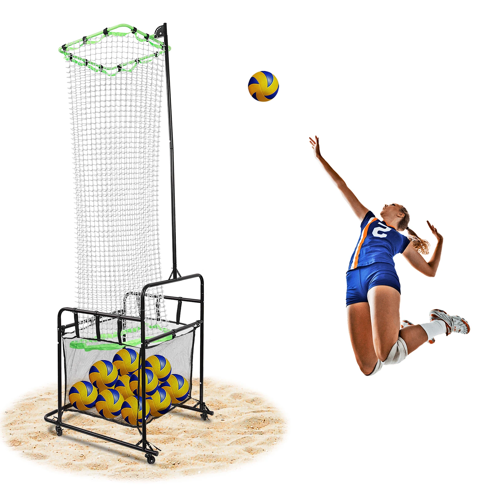 

Volleyball Setter Training Equipment with Adjustable Height & Angle, Setting Trainer – Practice Net for Indoor & Outdoor Use
