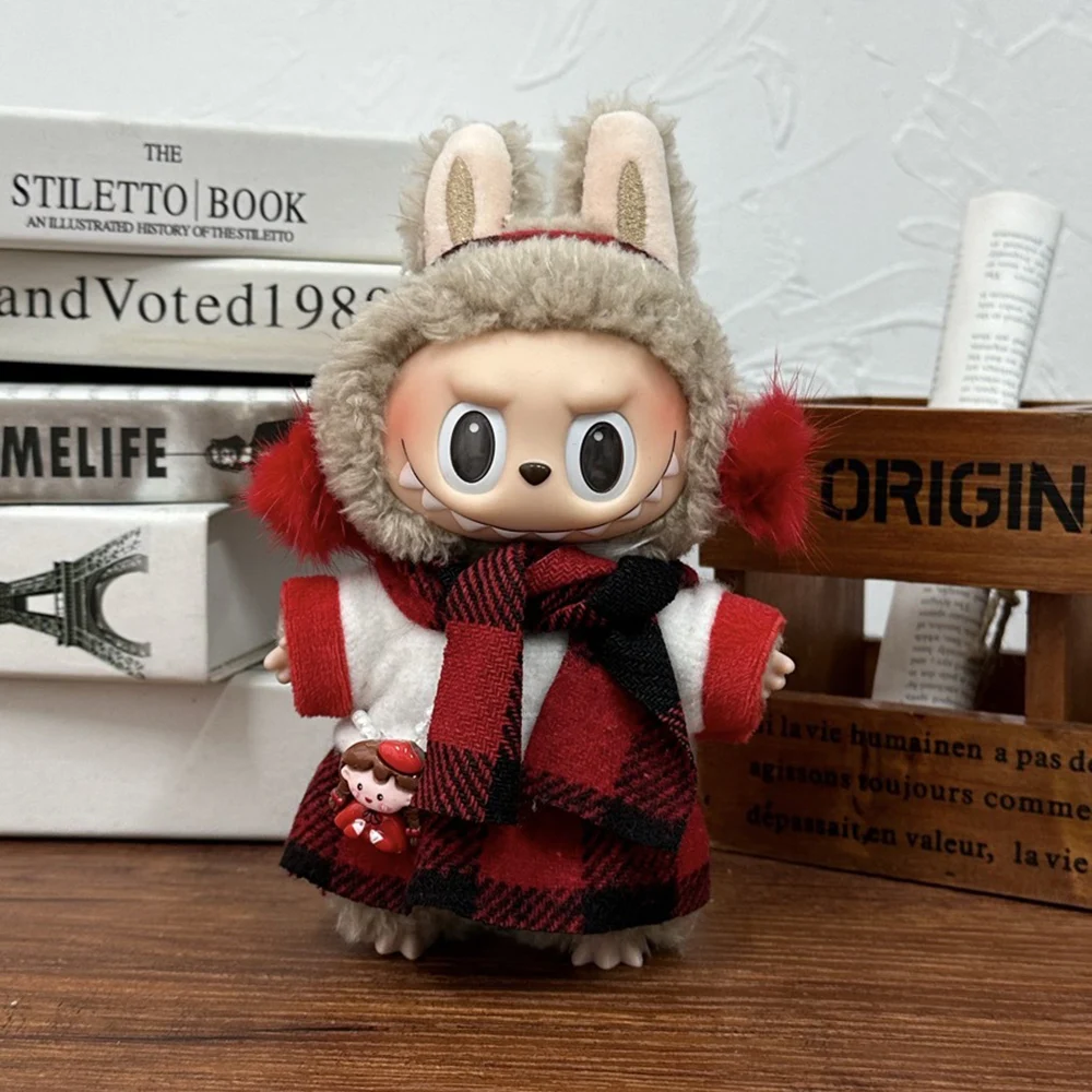 

Модная мини-плюшевая кукла Labubu, модный комплект одежды, аксессуары 15-17 см, комплект рабочих штанов Labubu, одежда, подарки