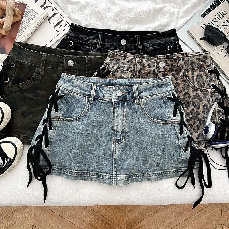 esigned Moda Vent Lace Up Skirt High Street Premium Short Slim Mujer Faldas Age Reduction Bodycon A-line Fashion Faldas