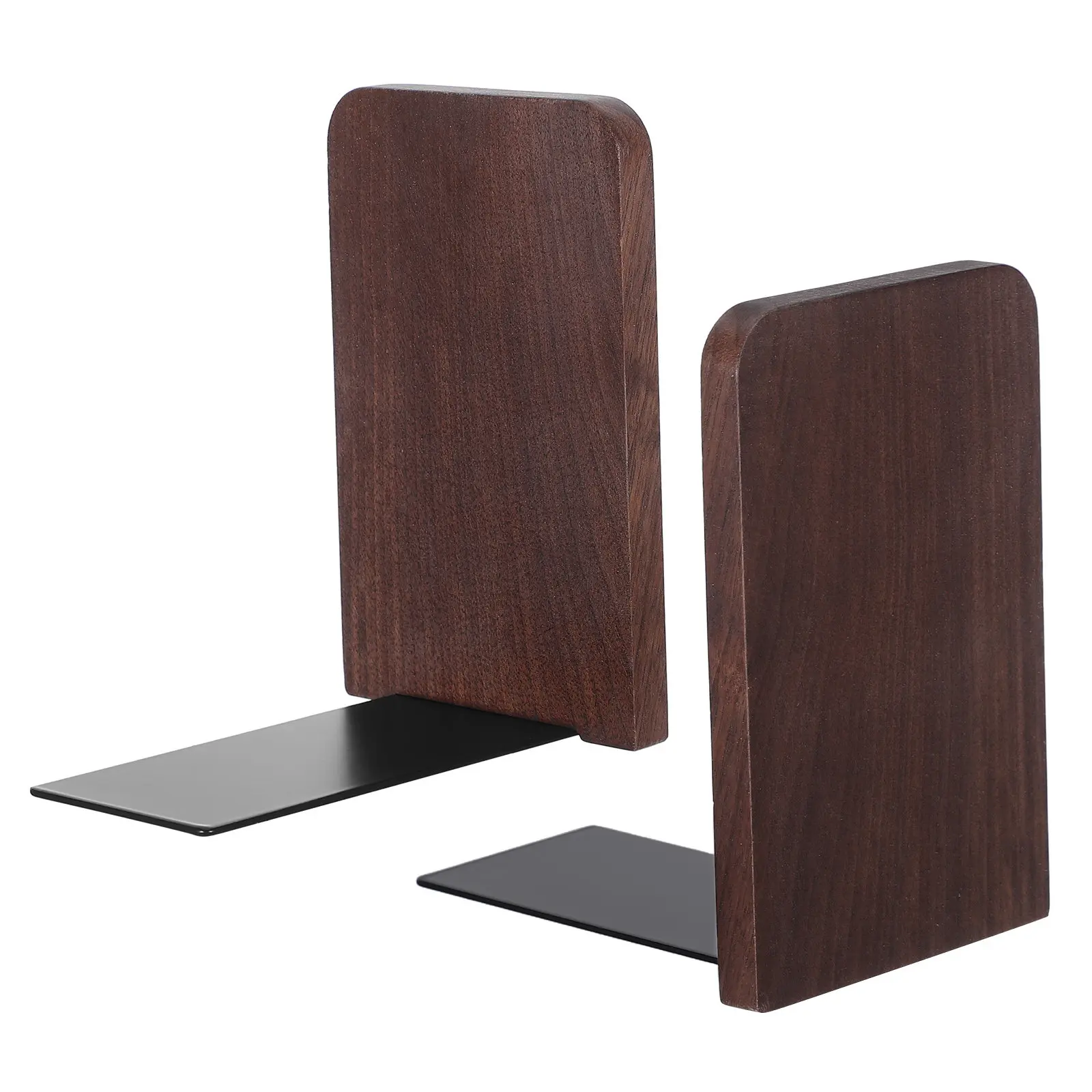 2Pcs Desktop Wooden Bookends Heavy Duty Minimalist Vertical Farmhouse File Organizer Office Desk Storage Rack 5.1x4.5x3.1 Inches