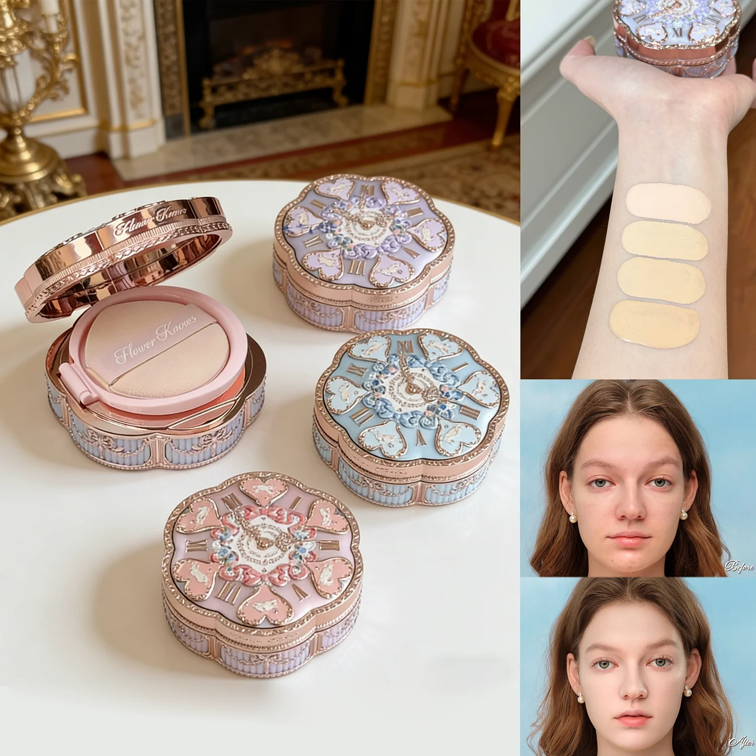 Flower Knows Bunny Garden Cushion Cream Foundation Hydrating Lightweight Flawless Coverage Long Lasting Natural Base Makeup