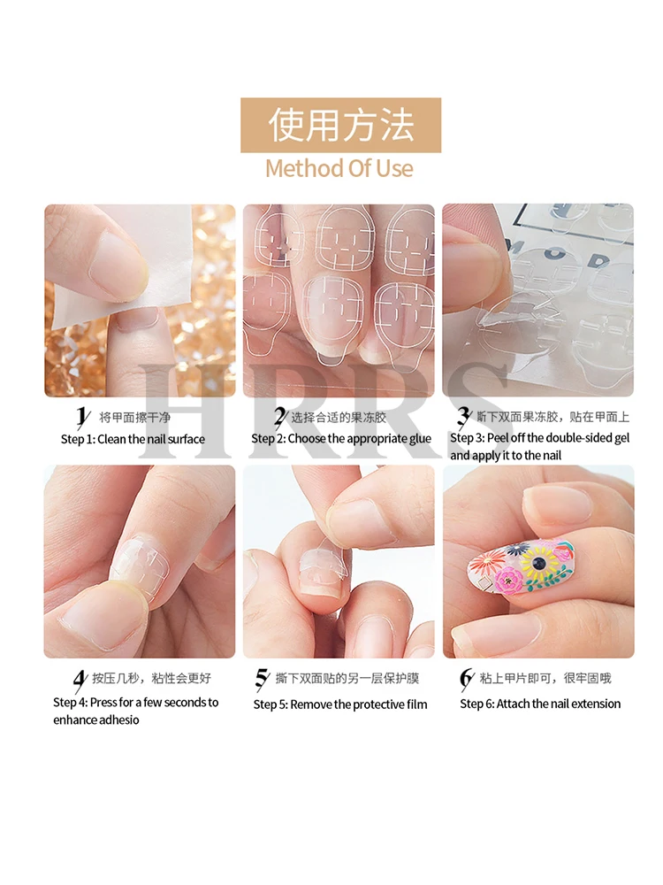 10sheets 24Pcs/Sheet Double Sided False Nail Art Adhesive Tape Glue Jelly Clear Waterproof Tabs Nail