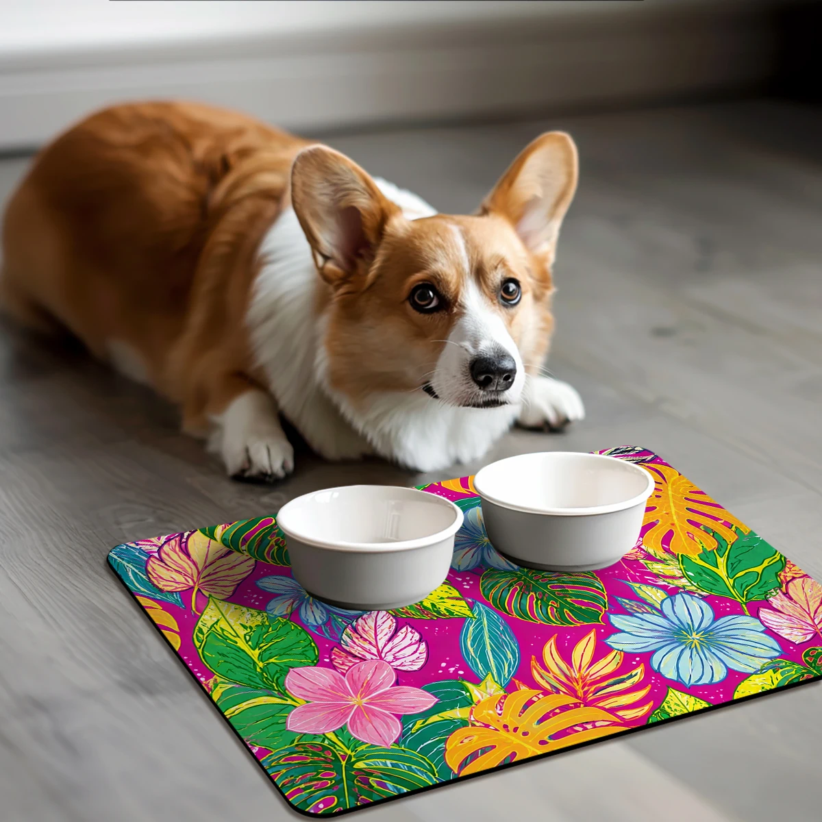 Vibrant Floral Pattern Polyester Absorbent Mat - Decorative Mat for Home, Stylish Indoor Decor Accessory 2