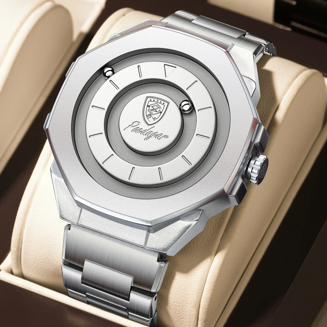 POEDAGAR Luxus Original Herrenuhr Wasserdicht Modische Quarz-Armbanduhr Edelstahl Business Herrenuhren Reloj Hombre